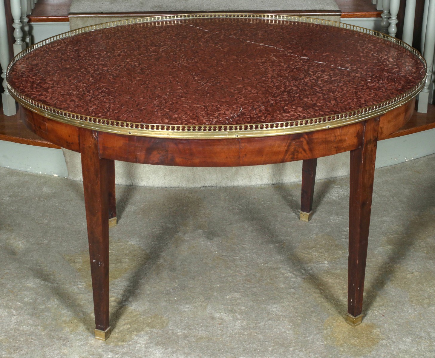 AN EARLY 19TH CENTURY FRENCH MARBLE TOP CENTER TABLE