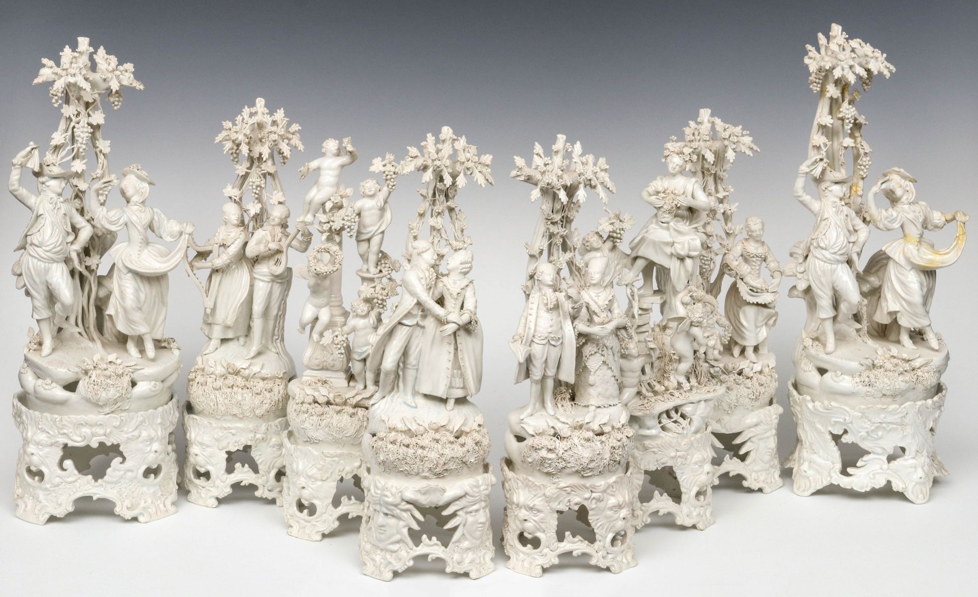A SUITE OF EIGHT DETAILED 19C CAPO DI MONTE GROUPINGS