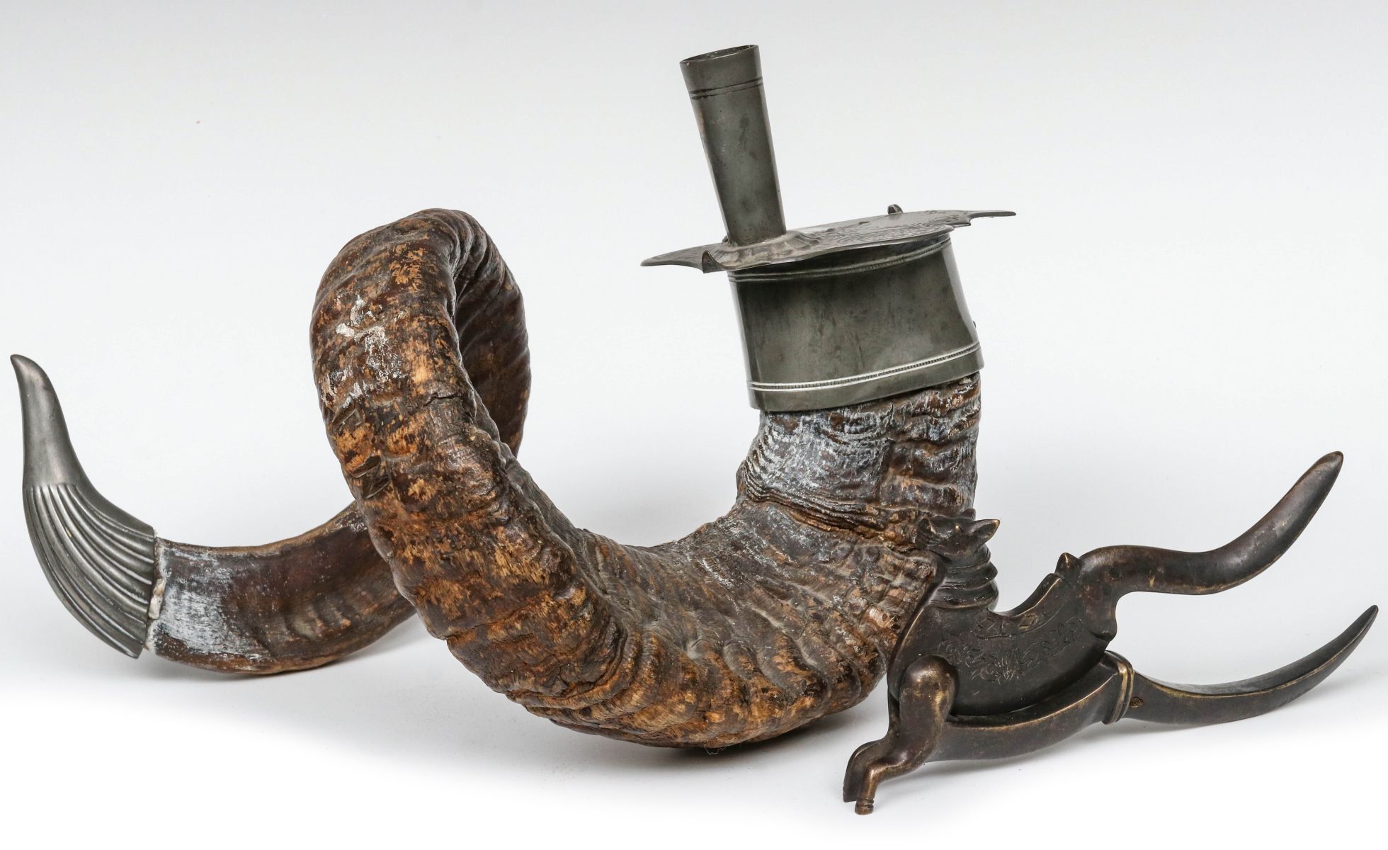 A SCOTTISH SNUFF MULL OFFERED WITH A BETEL NUT CUTTER