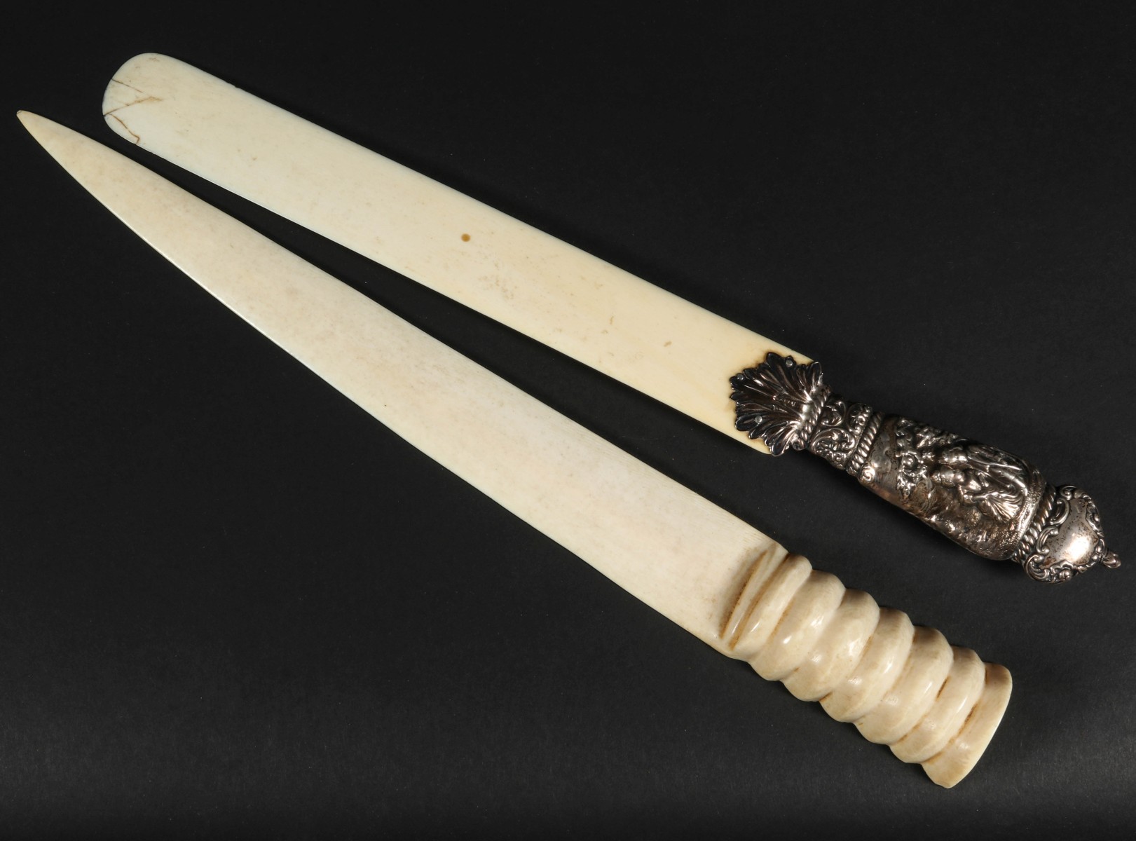 TWO ANTIQUE IVORY PAGE TURNERS