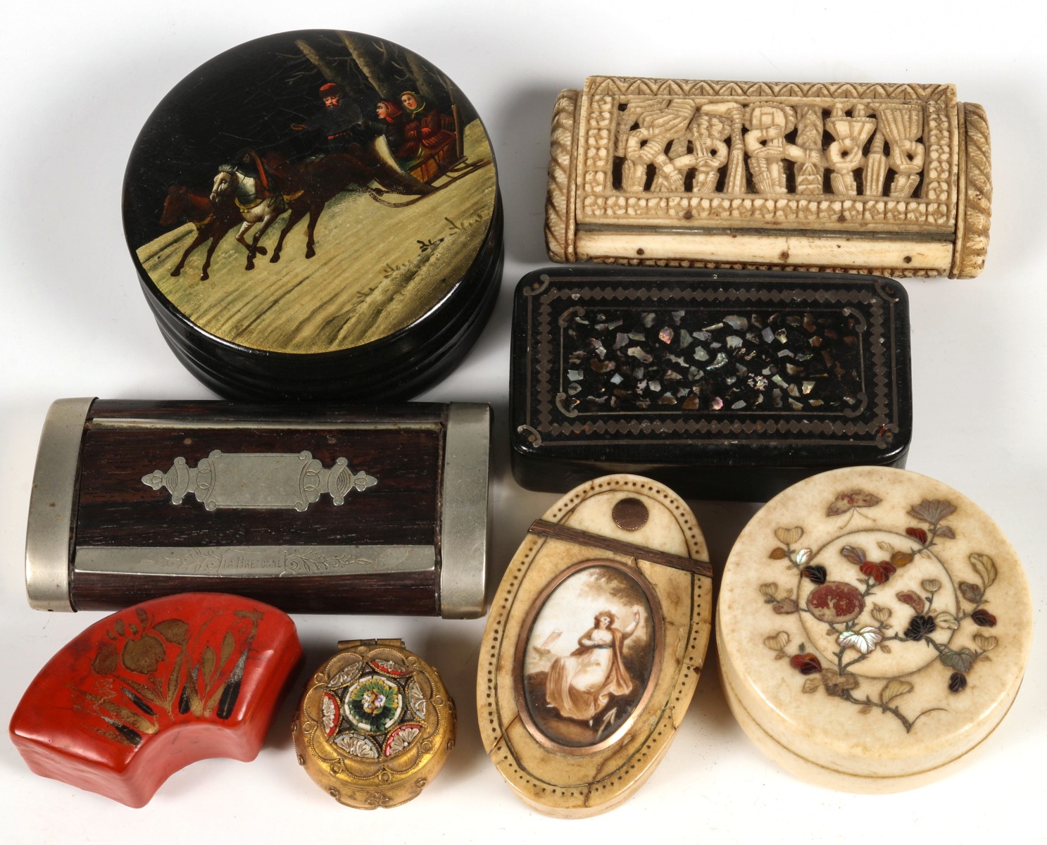 A COLLECTION OF 19TH C. RUSSIAN & OTHER DECORATED BOXES