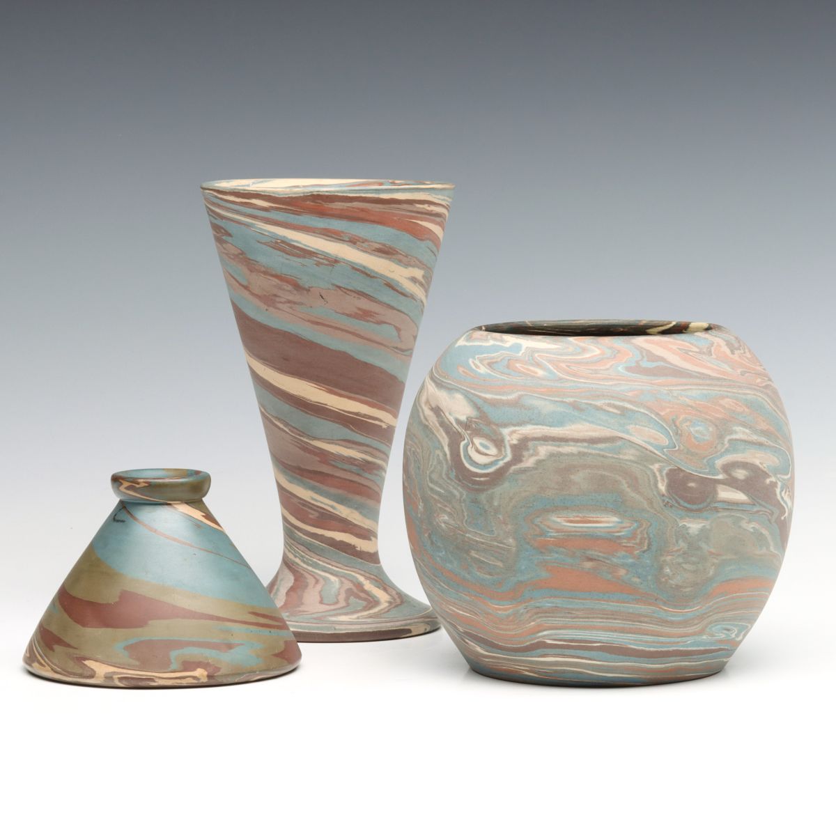 A GROUP OF NILOAK ART POTTERY MISSIONWARE VASES