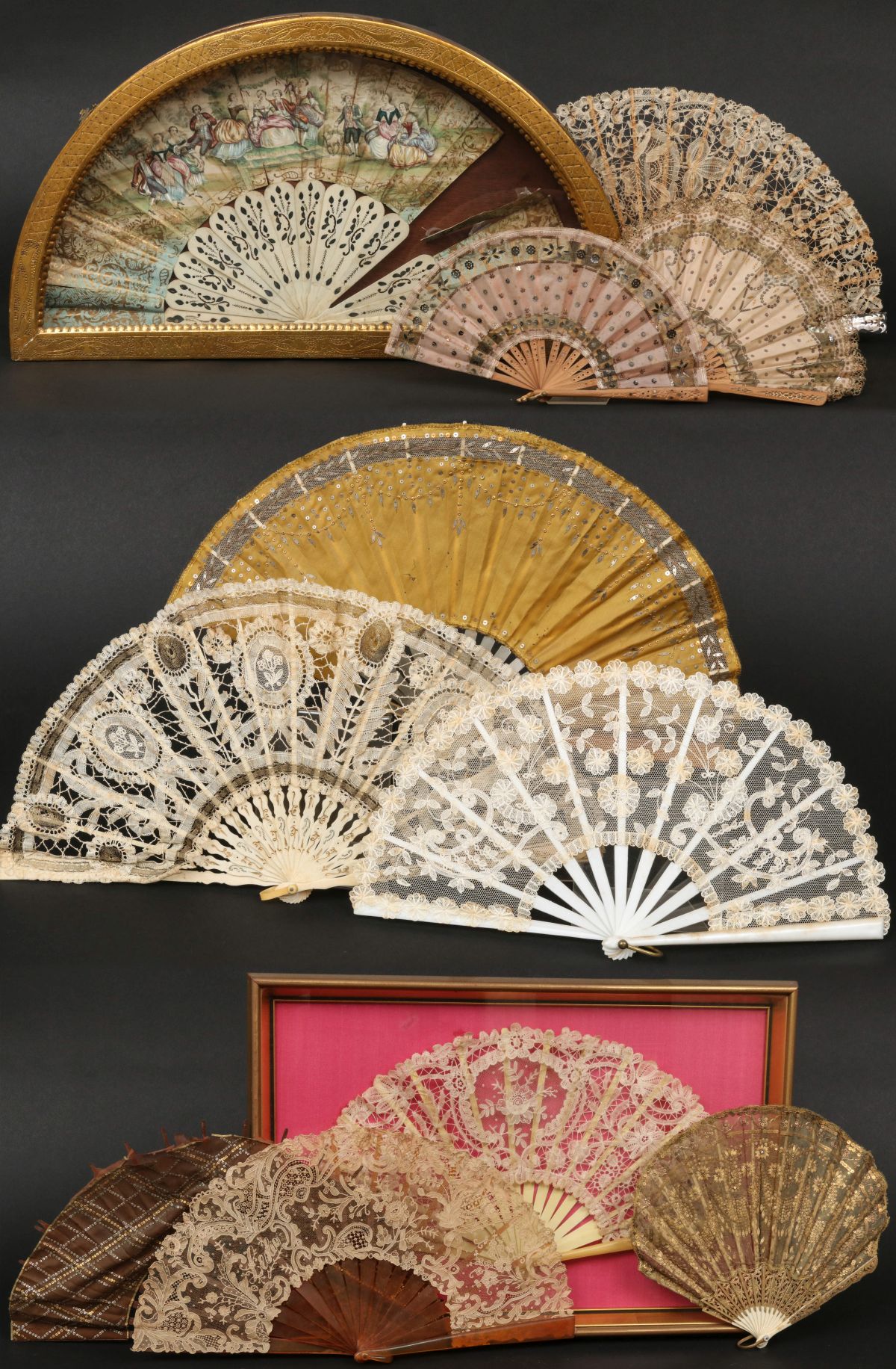 A COLLECTION OF 19TH CENTURY LADIES' HAND FANS