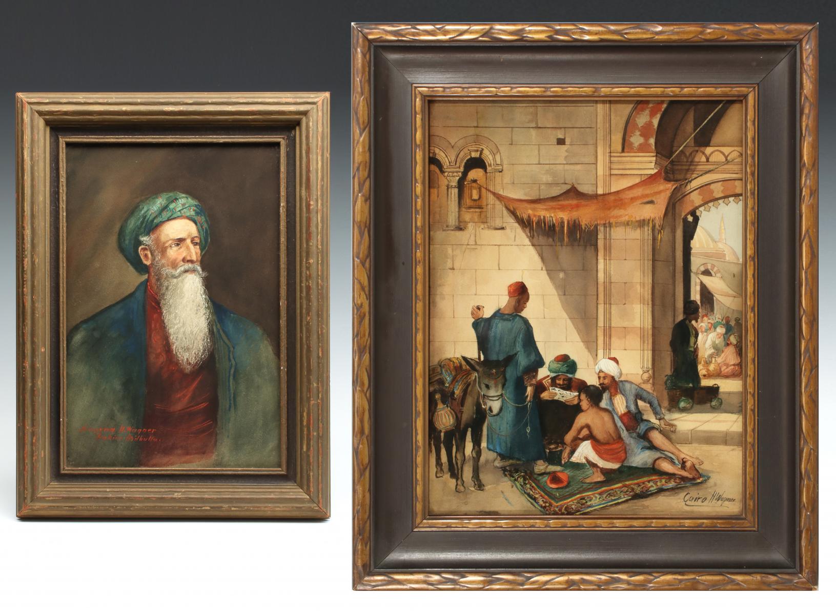 AN ORIENTALIST WATERCOLOR SIGNED H. WAGNER (TWO WORKS)