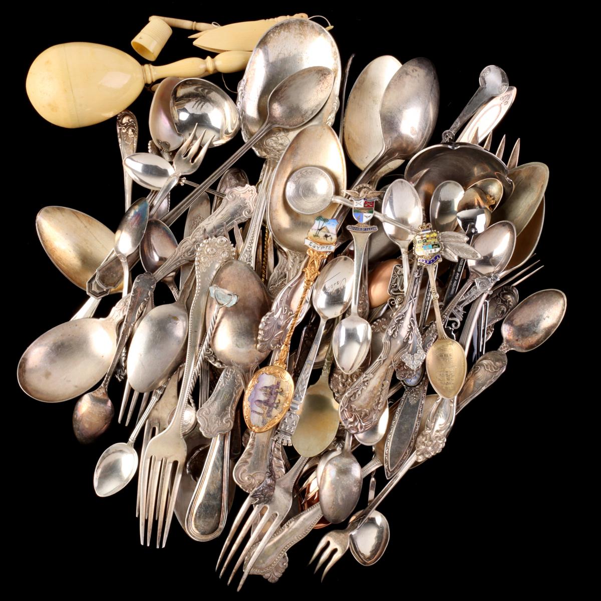 A COLLECTION OF SILVER-PLATED FLATWARE