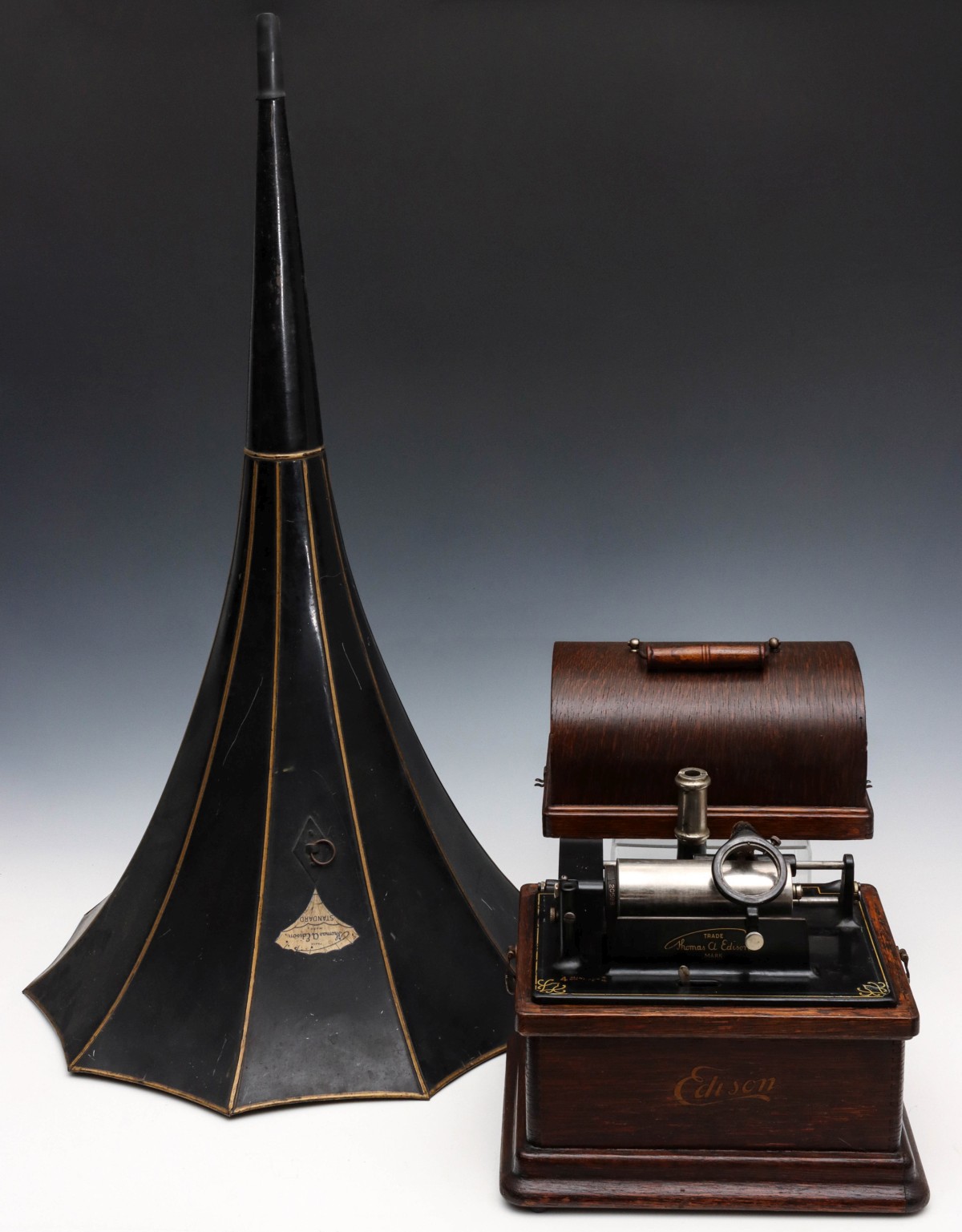 AN EDISON FIRESIDE CYLINDER PHONOGRAPH WITH HORN