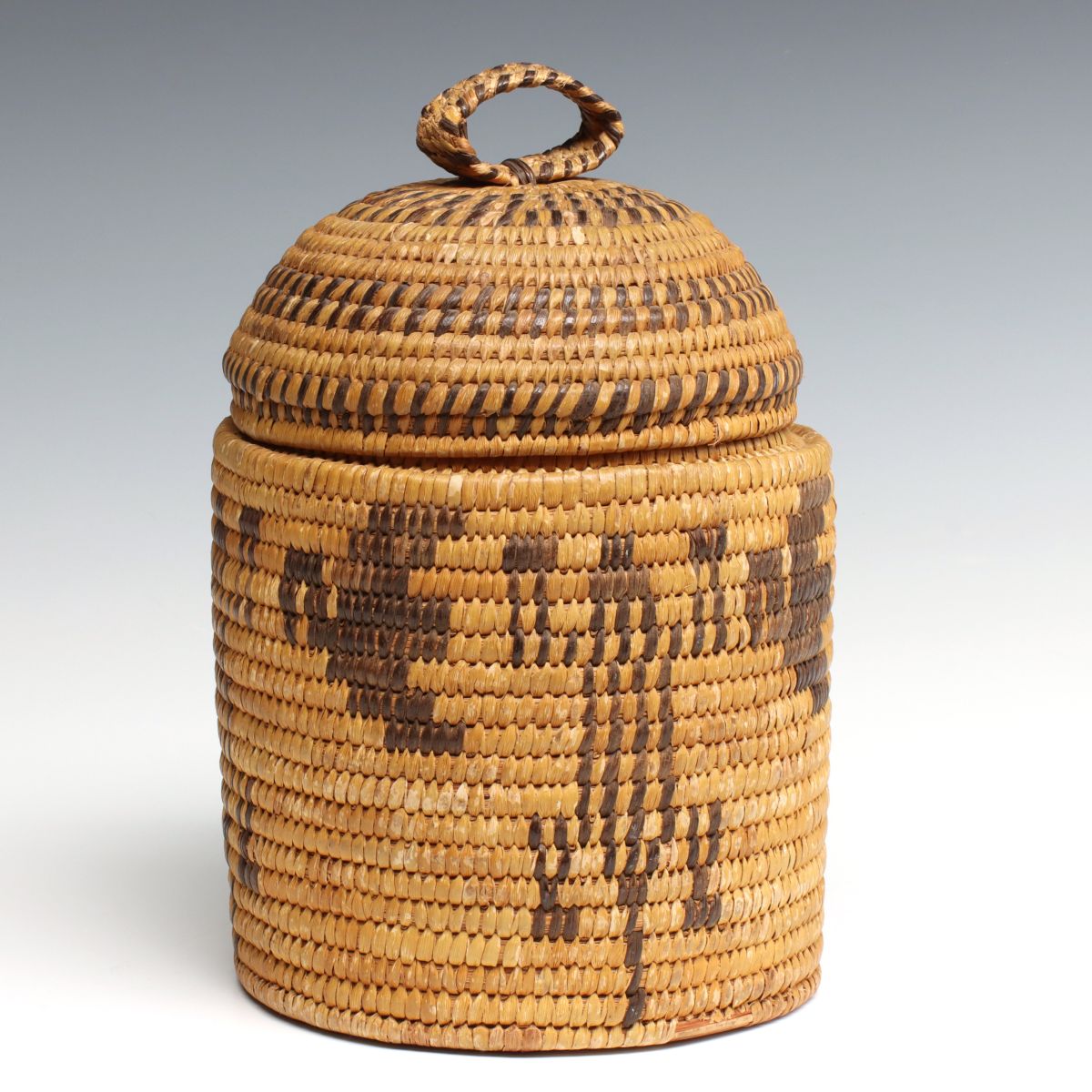 AN UNUSUAL PAPAGO INDIAN BASKET WITH INTERESTING COVER