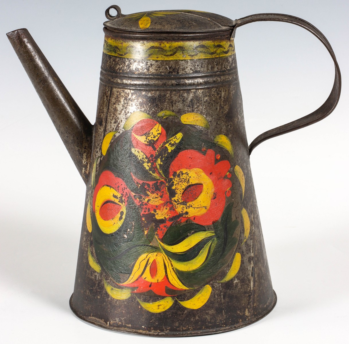 AN EARLY 19TH C. PENNSYLVANIA TOLE WARE COFFEE POT
