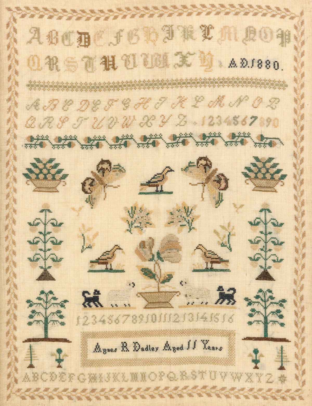 THE 1880 CROSS STITCH SAMPLER OF AGNES DADLEY, AGE 11