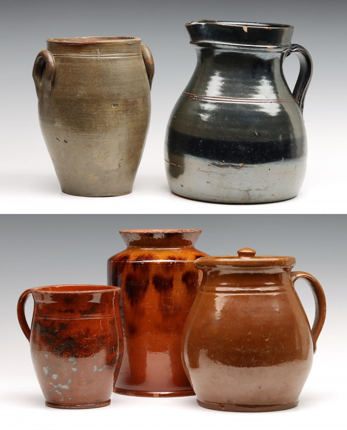 A COLLECTION OF 19TH C. REDWARE AND STONEWARE