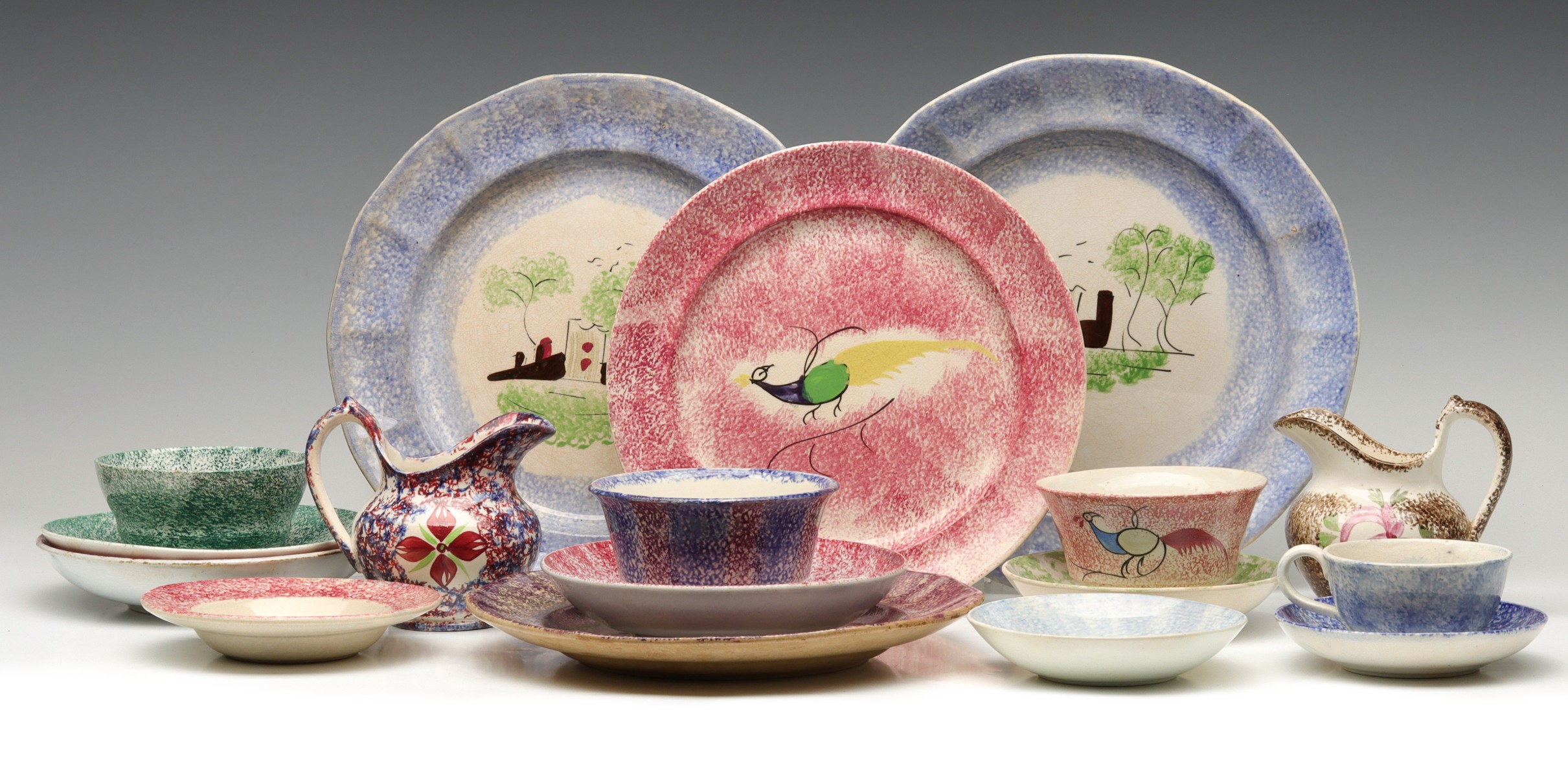 A VARIED COLLECTION OF 19TH C. SPATTERWARE