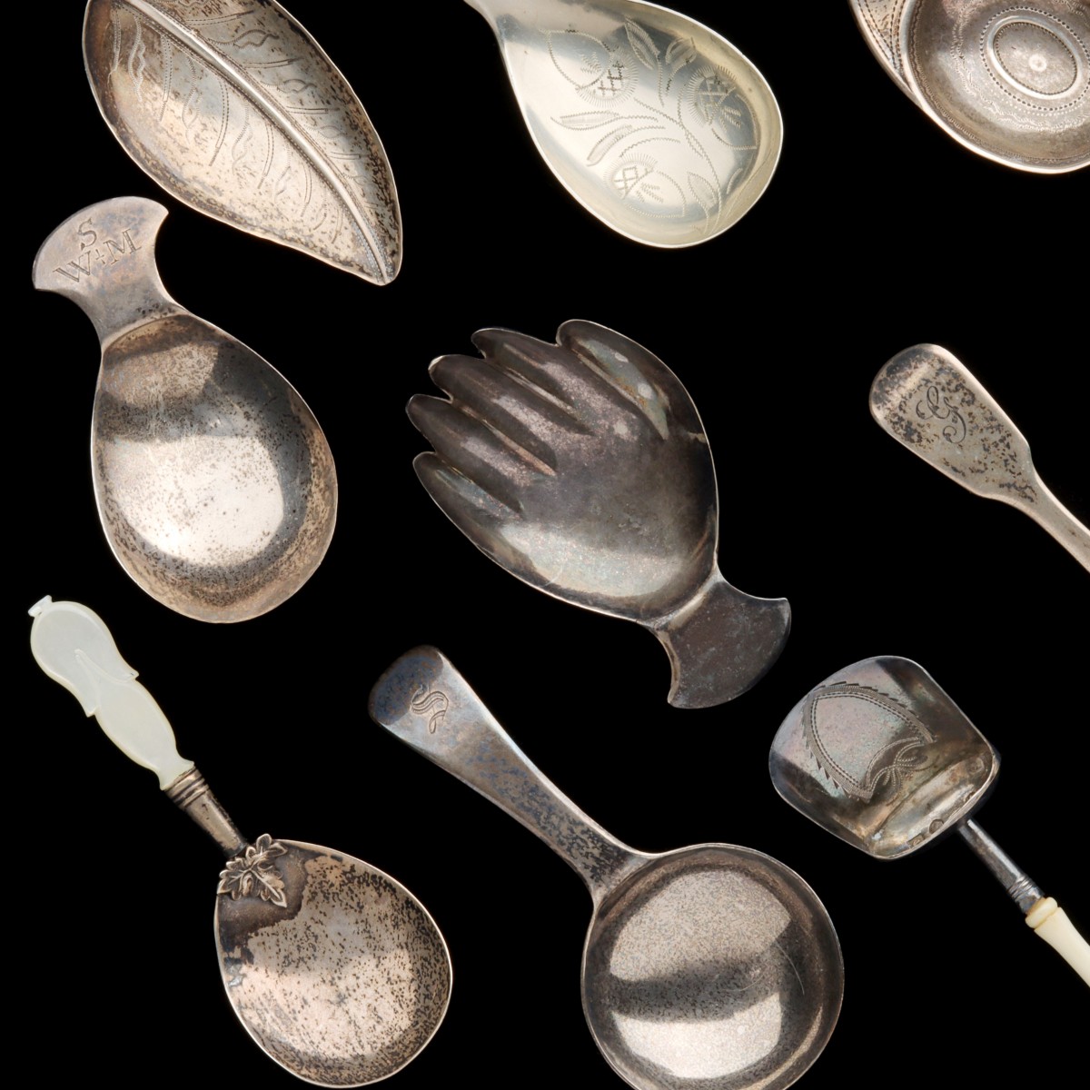 A COLLECTION OF 19TH C. SILVER TEA CADDY SPOONS