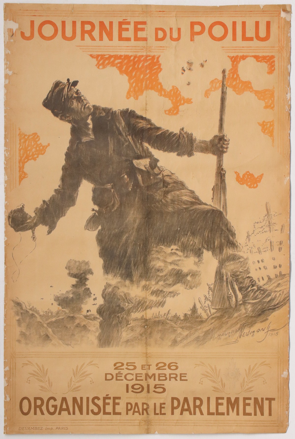 A 1915 FRENCH WWI POSTER 'JOURNEE DU POILU'