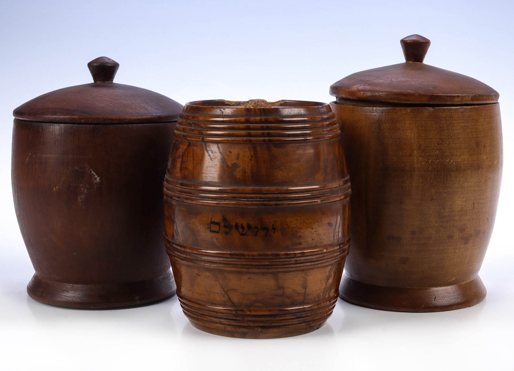 THREE 19TH CENTURY TREEN CONTAINERS