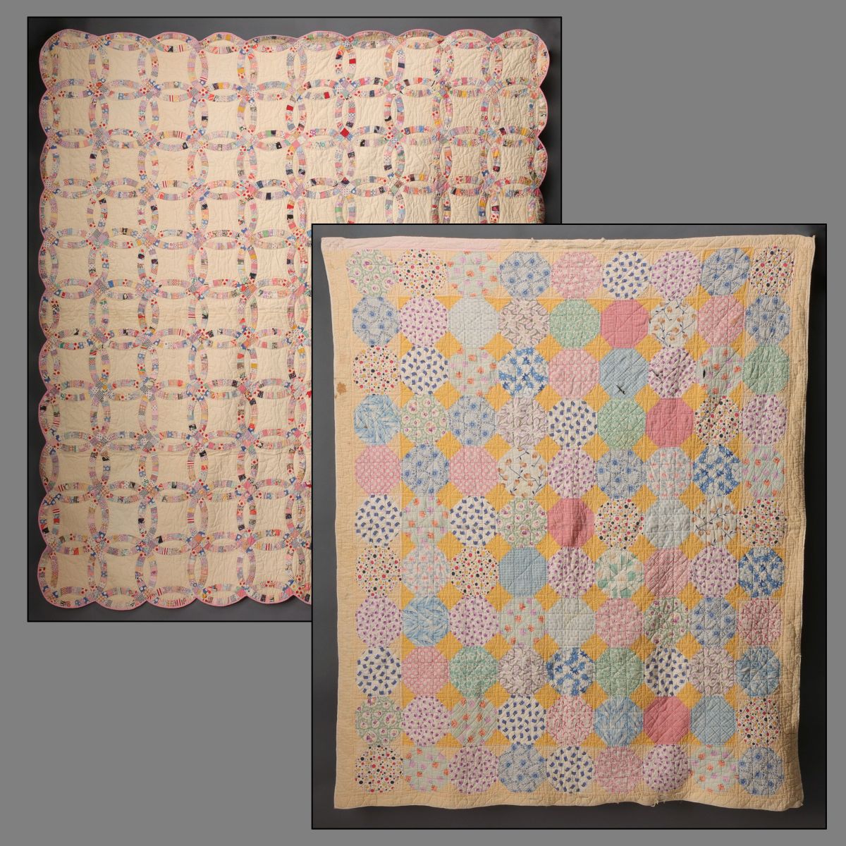 TWO FEED SACK QUILTS, CIRCA 1930s