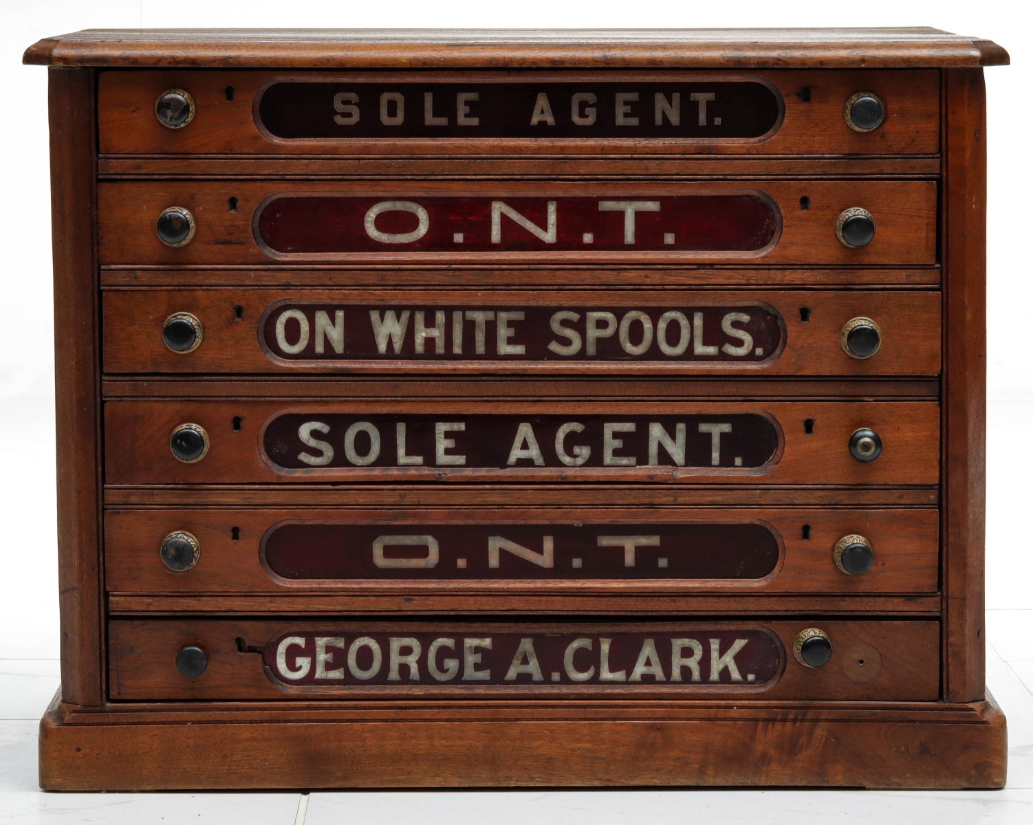 A GEORGE CLARK O.N.T SIX DRAWER SPOOL CABINET