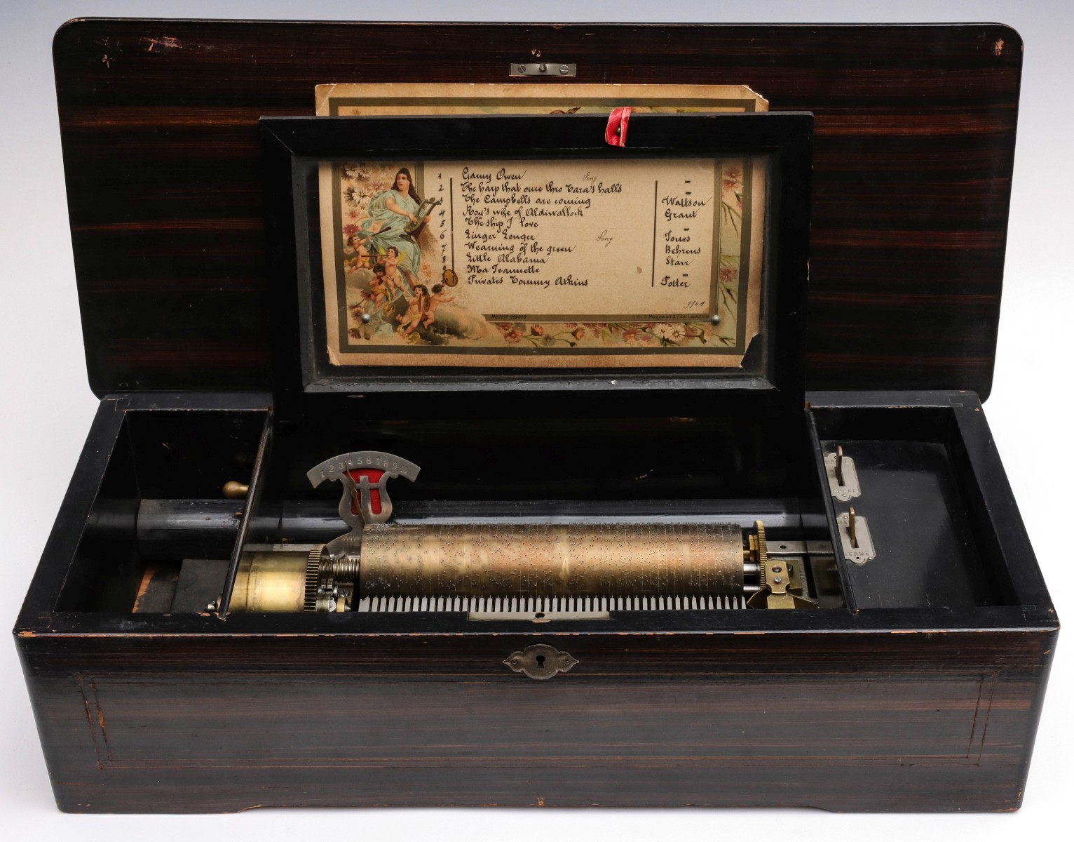 A LATE 19TH C. FRENCH TEN AIR CYLINDER MUSIC BOX