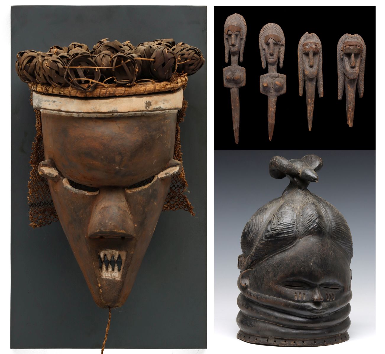 AFRICAN CARVED MASKS AND MARIONETTES