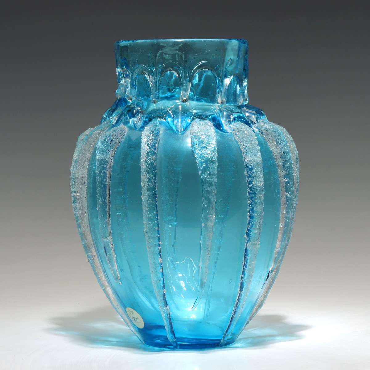 A LARGE BLUE BOSTON AND SANDWICH ICICLE VASE
