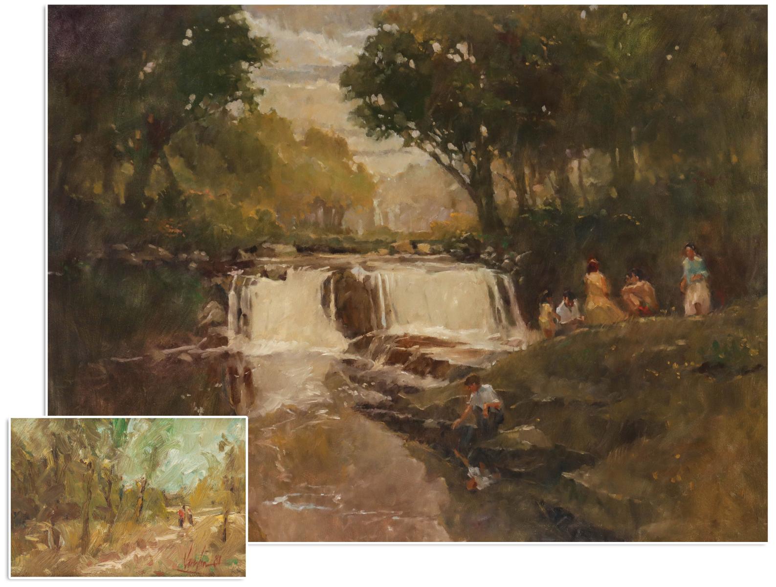 ROBERT VAUGHN (1955-2011) OIL ON BOARD (TWO WORKS)