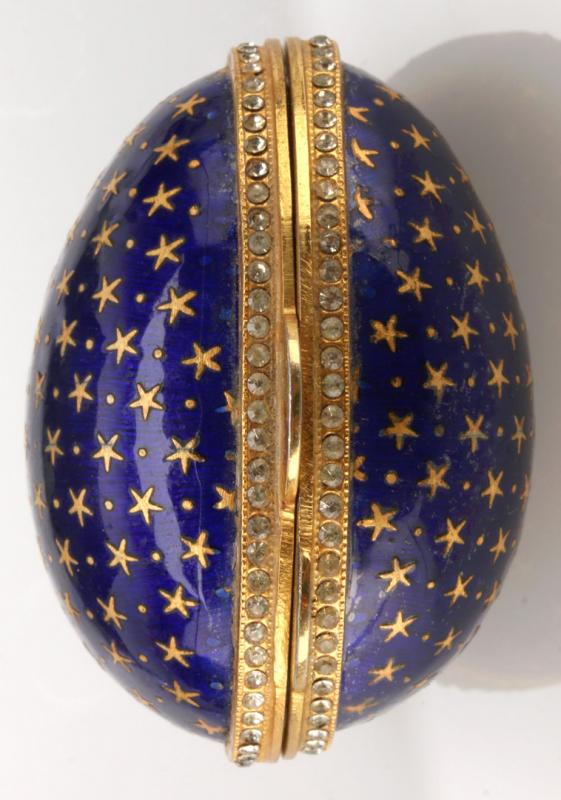 TWO LATE 20TH C. GILT STERLING SILVER CHAMPLEVÉ EGGS